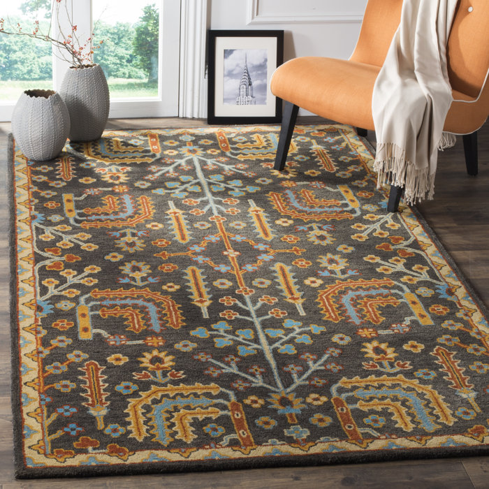 Loon Peak® Boyd Southwestern Handmade Tufted Wool Charcoal Area Rug & Reviews Wayfair